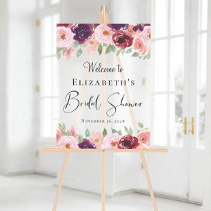 Elegante Florale Hochzeitsdusche Willkommen Froste Acrylschild