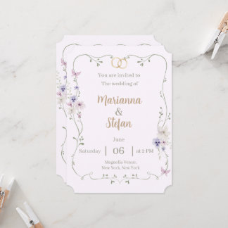 Elegante Florale Hochzeitseinladung Editierbar Anp Einladung