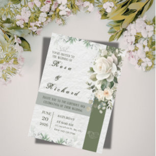 Elegante Florale Hochzeitseinladung Einladung