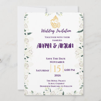 Elegante Florale HOCHZEITSEinladung Einladung