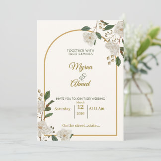 Elegante Florale Hochzeitseinladung für Rufus & Ol Einladung