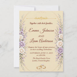 Elegante Florale Hochzeitseinladung mit goldenem R Einladung