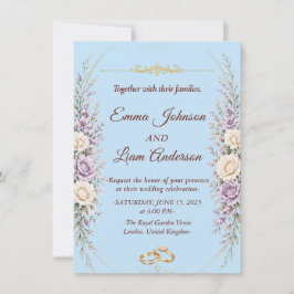 Elegante Florale Hochzeitseinladung mit goldenem R Einladung