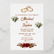 Elegante Florale Hochzeitseinladung mit goldenen R