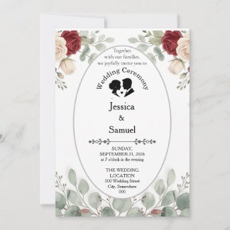 Elegante Florale Hochzeitseinladungskarte – Modern Einladung