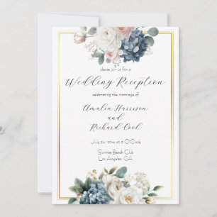 Elegante Florale Hochzeitsempfang-Einladungskarte Einladung