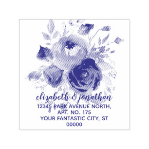 Elegante florale Hochzeitsfeier Rücksendeadresse Permastempel