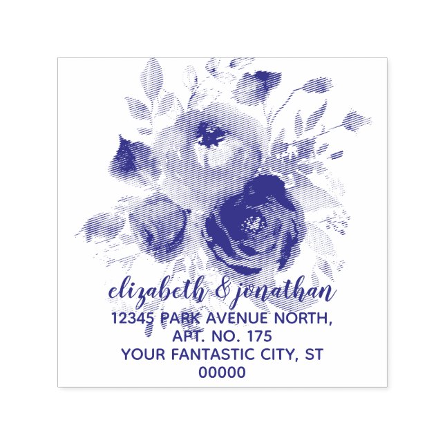 Elegante florale Hochzeitsfeier Rücksendeadresse Permastempel (Design)