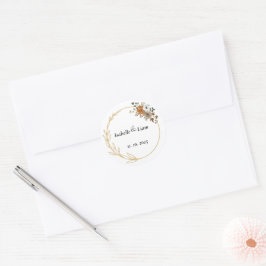 Elegante florale Hochzeitsticker Runder Aufkleber