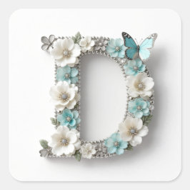 Elegante Florale Ihre Monogramm D Papier Aufkleber
