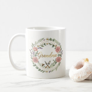 Elegante florale Illustration Oma Gartenliebhaber Kaffeetasse