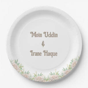 Elegante Florale Islamische Nikah-Zeremonie-Einlad Pappteller