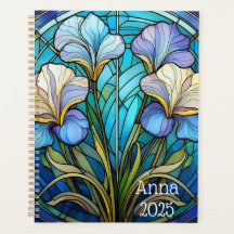 Elegante florale Jugendstil Iris gesteinigtes Glas