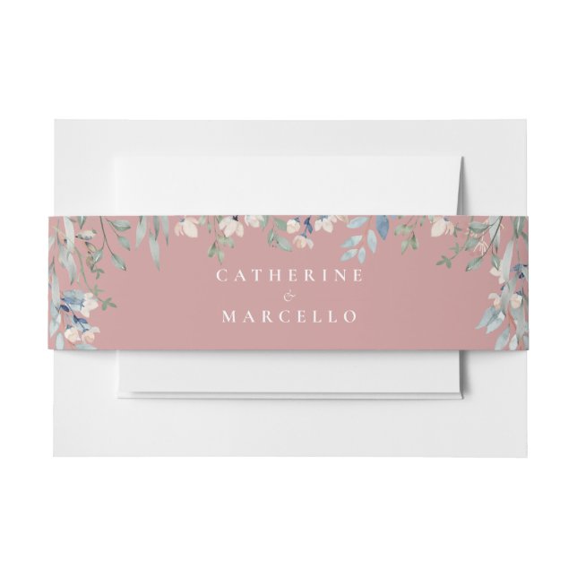Elegante florale Kaskade Dusty Rose Rosa Hochzeit Einladungsbanderole (Vorderseite Beispiel)