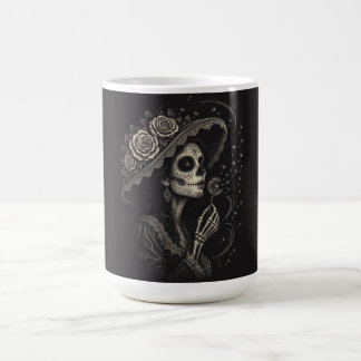 Elegante florale La-Catrina-Illustration Kaffeetasse
