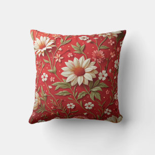 Elegante florale lebendige rote Margerite Kissen