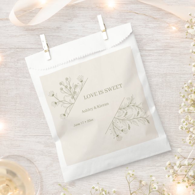 Elegante florale Liebe ist süße Hochzeit Geschenktütchen (Ausgeschnitten)