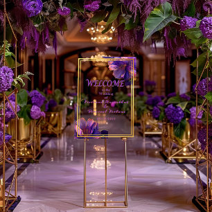 Elegante Florale Lila Luminöse Veilchen Hochzeit  Acrylschild