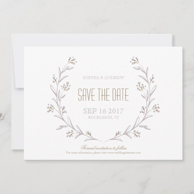Elegante florale lila rustikale Hochzeit speichern Save The Date (Vorderseite)