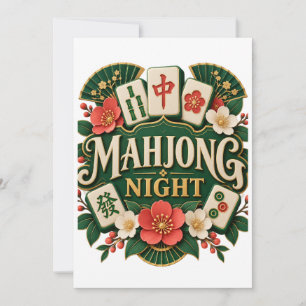 Elegante Florale Mahjong-Nacht-Spielparty Einladung
