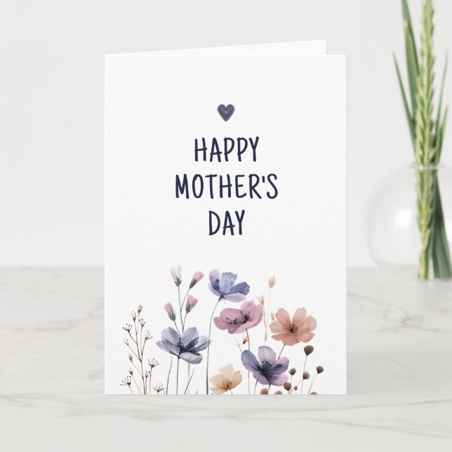 Elegante florale Mama Happy Mütter Day Card Dankeskarte (Vorderseite)