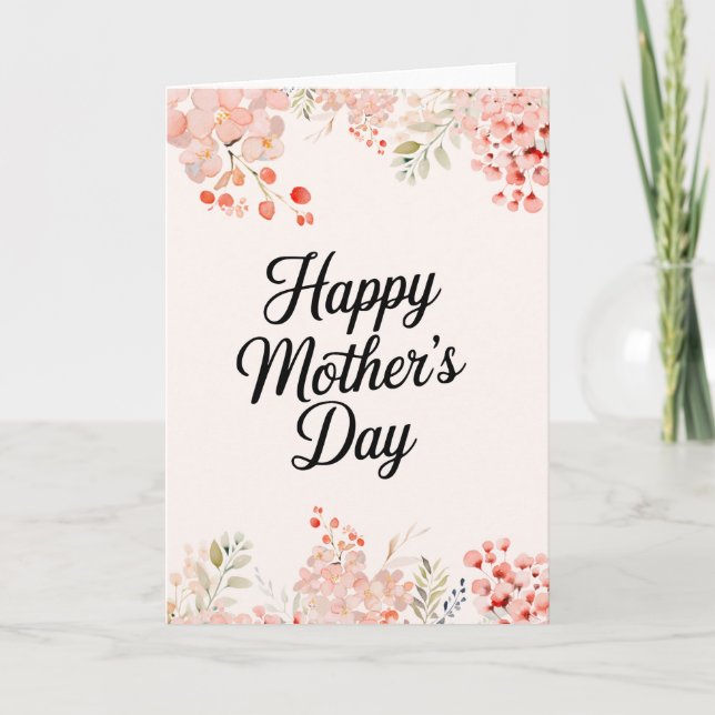 Elegante florale Mama Happy Mütter Day Card Dankeskarte (Vorderseite)