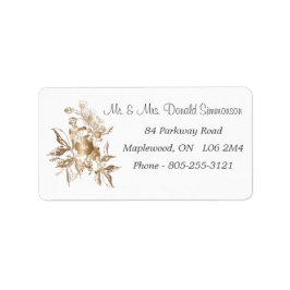 Elegante florale Metallic Gold-Rücksendeadresse Adressaufkleber