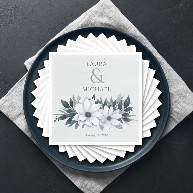 Elegante, florale Minze Aquamarin Serviette (Von Creator hochgeladen)