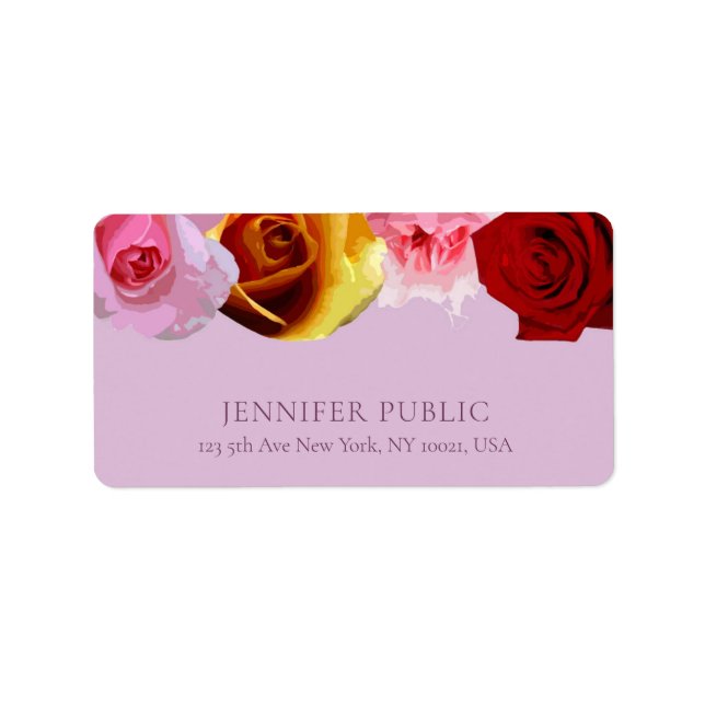 Elegante florale Moderne Design Rose Kunstwerk Adr Adressaufkleber (Vorne)