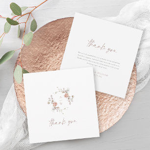 Elegante Florale Monogramm-Hochzeits-Dankeskarten Dankeskarte