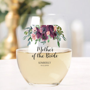 Elegante florale Mutter des Brautgartens Weinglas Ohne Stiel