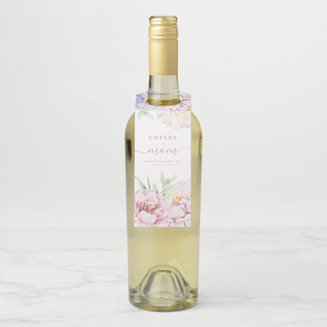 Elegante florale Muttertagsflasche Flaschenanhänger (Auf Flasche)
