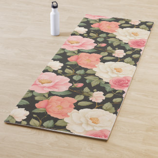 Elegante florale Noir Blütenpastellfarben Rosa Elf Yogamatte