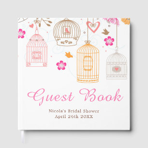 Elegante Florale Orange und Pinke Brautparty Gästebuch