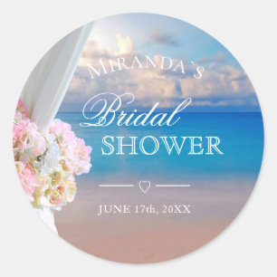 Elegante Florale Ozean-Strand Sommer-Braut-Shower Runder Aufkleber