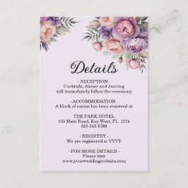 Elegante florale Pastellfarben Hochzeiten Begleitkarte