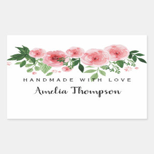 Elegante Florale Personalisierte Handarbeit Mit Li Rechteckiger Aufkleber