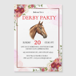 Elegante Florale Pferd Derby-Party-Einladung Magnetkarte