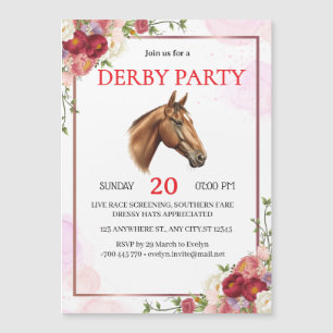Elegante Florale Pferd Derby-Party-Einladung Magnetkarte