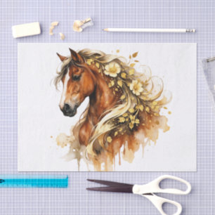 Elegante Florale Pferde-Aquarell-Kunst Seidenpapier