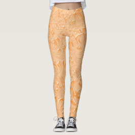 Elegante, florale Pfirsichfarbe Leggings