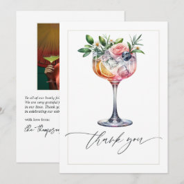 Elegante Florale Pink Cocktail Brautparty Foto Dankeskarte
