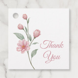 Elegante Florale Pink Grüne Gartenhochzeit Dankesc Geschenkanhänger