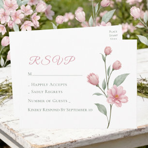 Elegante Florale Pink Sage Gartenhochzeit-RSVP Postkarte