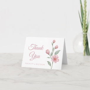 Elegante Florale Pink Salbei Gartenhochzeit Dankes Dankeskarte