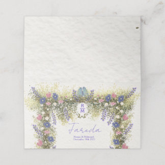 Elegante Florale Platzkarte - Handgezeichnetes Aqu