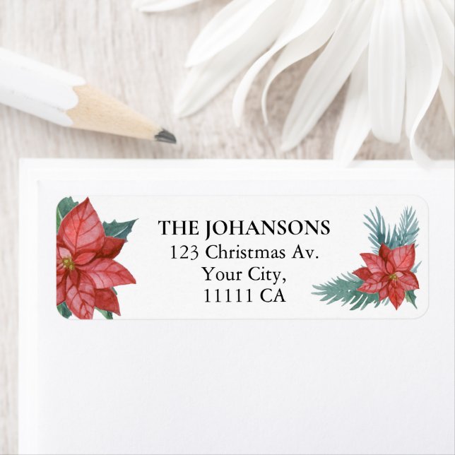 Elegante florale Poinsettia Weihnachtsfeier Rückse (Insitu)