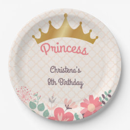 Elegante florale Prinzessin personalisierter Gebur Pappteller