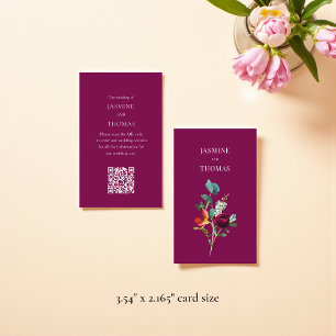 Elegante Florale QR-Code-Hochzeitswebsite-Karte Visitenkarte