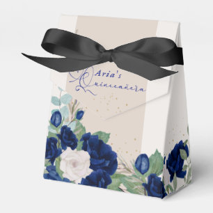 Elegante Florale Quinceanera Royalblaue Elfenbeinr Geschenkschachtel